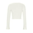 thumbnail image 5 of XPMWRP Women's Solid Color Crochet Cardigan Sweater Long Sleeve Button Hollow Out Lightweight V Neck Cropped Knit Cardigan White S, 5 of 6