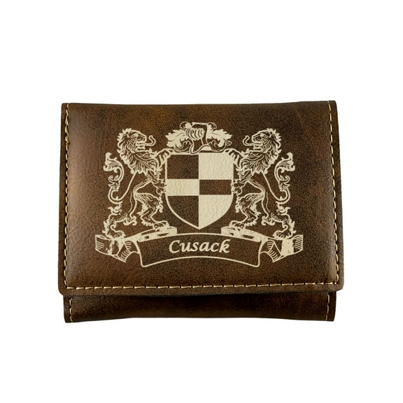 Cusack Irish Coat of Arms Rustic Leather Wallet