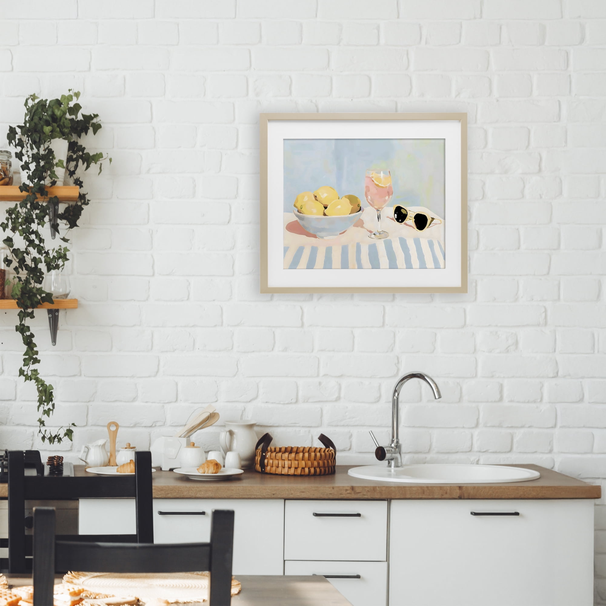 Stupell Industries Aperol & Summer Lemons Birch Framed Print Under Glass, design by Sisi and Seb