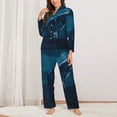 thumbnail image 2 of Balery Lonely Night Wolf Conjunto de Pijama con Estampado para Mujer, Conjunto de Dos Piezas con Manga Larga, Ropa de Dormir Suave con Bolsillos, Pijamas Cómodos-X-Large, 2 of 7