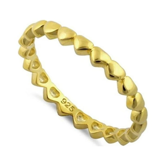 Mooneye 925 Sterling Silver Platinum Plated Gold Plated Tiny Hearts Eternity Women Wedding Ring