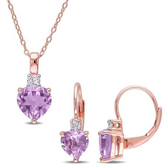 Everly Women's Created Sapphire and Created Amethyst Rose Gold Plated Earrings