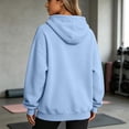 thumbnail image 4 of Oversized Hoodies for Women Plain Fleece Long Sleeve Sweatshirt Casual Basic Pullover Fall Winter Clothes Light Blue 2XL, 4 of 6