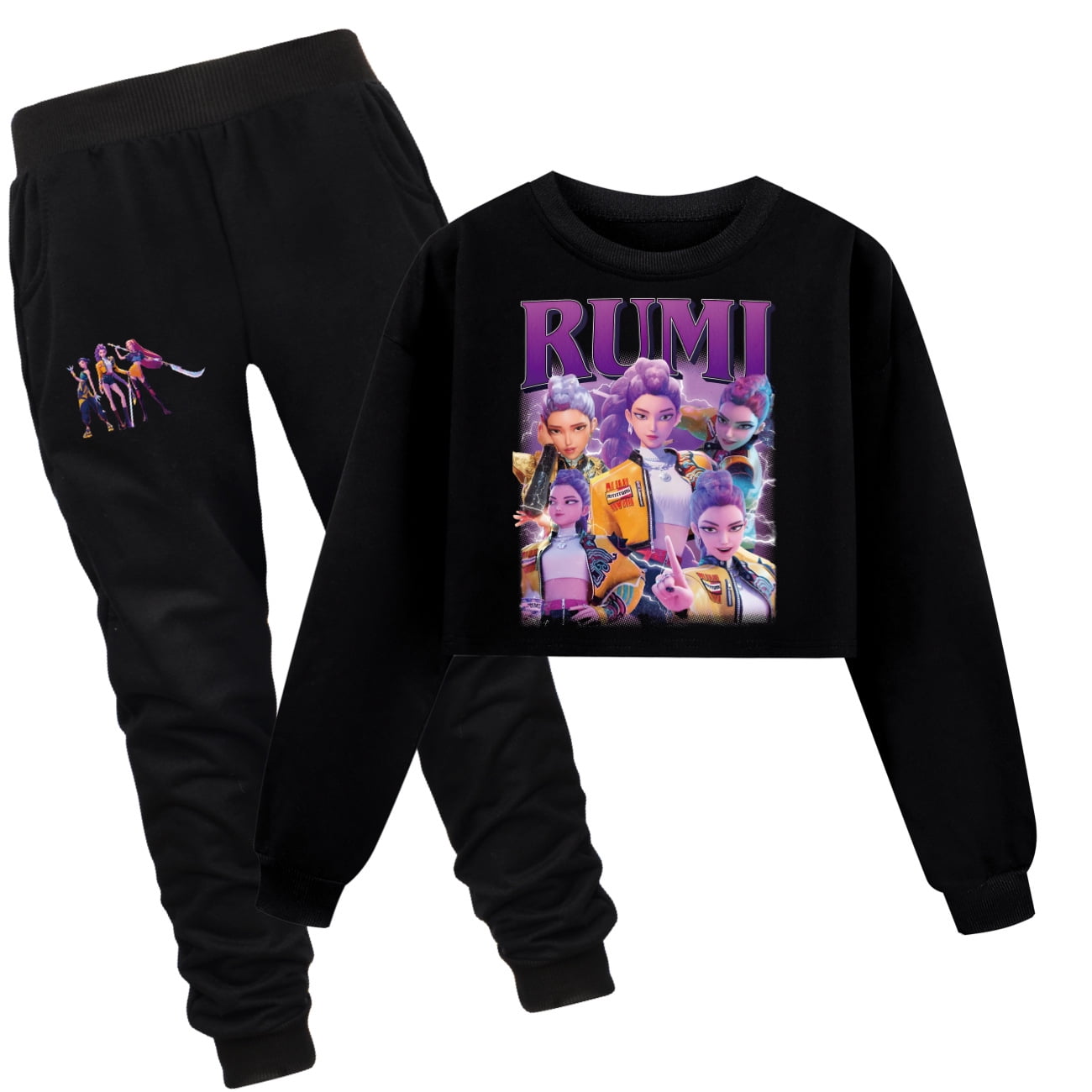 KPop Demon Hunter Ensemble De Sport à Manches Longues Pour Enfants, Haut à Capuche Et Pantalon, Coupe Ample, Vêtements D'Automne Pour Garçons Et Filles