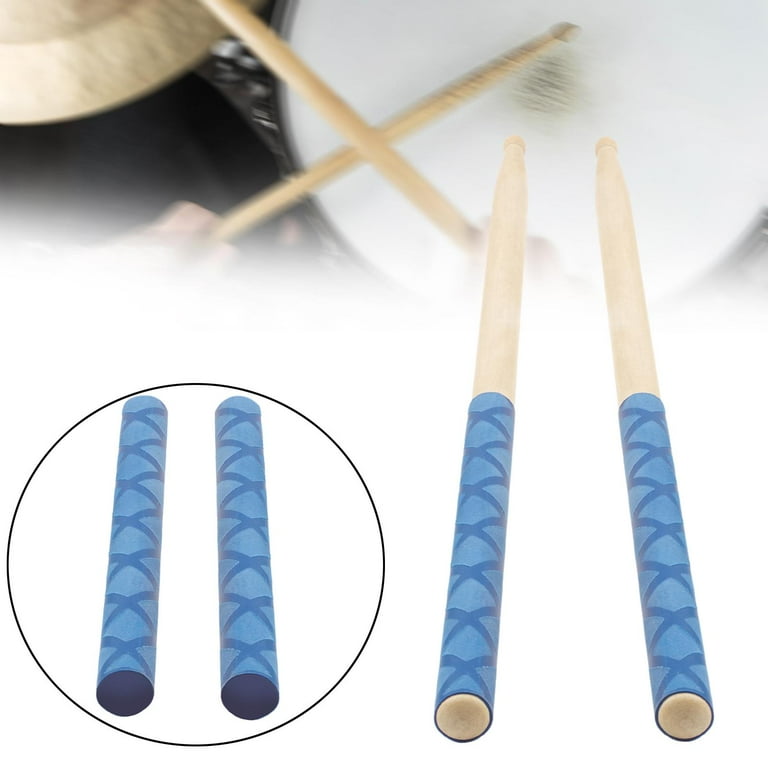 Sourcing Map 3 Pairs Maple Wood Drumstick Anti Slip Handle Grips 5A Blue Classic Drum Stick Wood Tip For Drumming Musical Instrument Percussion