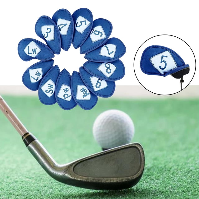 Cubierta de cabeza de golf Baoblaze 12 piezas 1 juego Accesorios de protección Azul