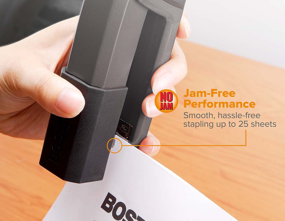 Bostitch Epic Stapler, 25-Sheet Capacity, Gray with Rubber Grip