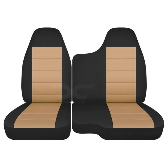 Fits 2004-2012 Chevy Colorado/GMC Canyon Velour Seat Covers 60/40 Bench No Armrest:Blk Tan