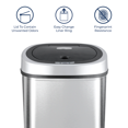 thumbnail image 5 of Nine Stars Automatic Kitchen Trash Can, 11 Gallon Stainless Steel Motion Sensor Garbage Bin with Soft Close Lid, Silver, 5 of 7