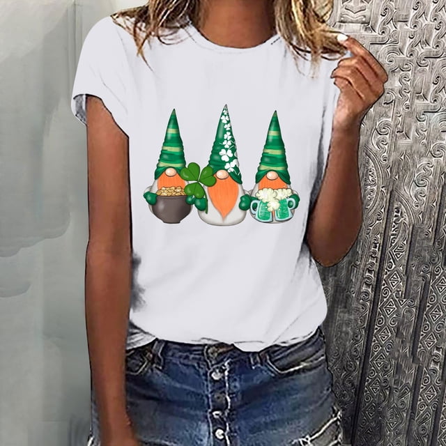 Puntoco, camisetas con estampado del Día de San Patricio y cuello redondo para mujer, blusas femeninas cómodas a la moda, tops Puntoco Puntoco-72