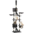 thumbnail image 1 of Large Cat Tree with Condo & Scratching Post - 94"-102" Multi-Level Activity Center in Dark Grey for Living Room or Bedroom - Adjustable Height & Durable Design, 1 of 7