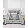 thumbnail image 3 of Blue Gray Southwest Twin Size Down Alternative Comforter, Lightweight Comforter Quilt Bedding Set with Pillow Shams Modern Geometric Ethnic All Seasons Bed Comforter Duvet Insert 68"x86", 3 of 7