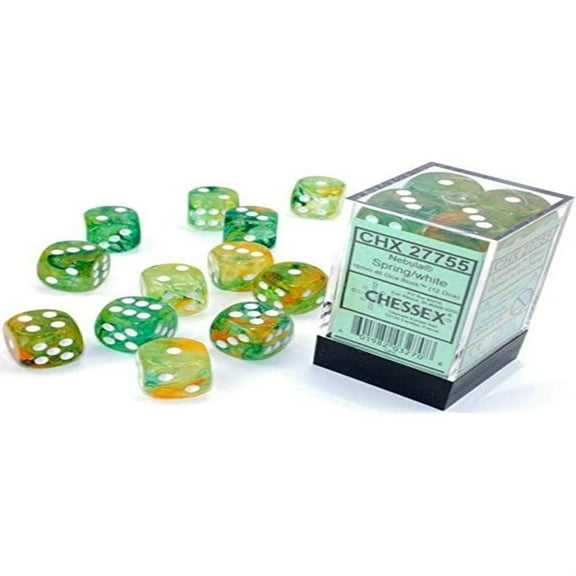 Chessex 16mm Dice Block: Nebula Luminary - Spring w/White (CHX27755)