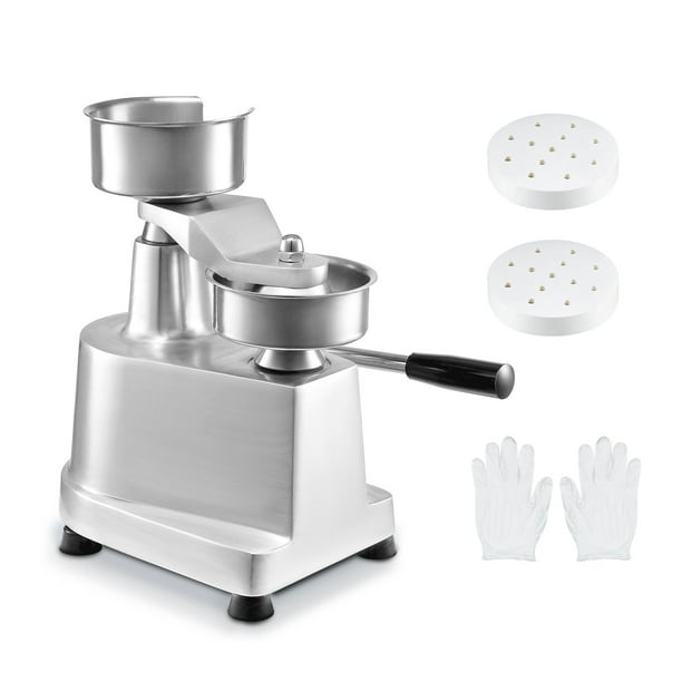 VEVOR Máquina para hacer hamburguesas comerciales, máquina para hacer hamburguesas de carne de res de 100 mm/4 pulgadas, máquina prensadora de hamburguesas de acero inoxidable de grado alimenticio