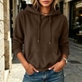 thumbnail image 2 of TARIENDY Fall Sweatshirt Women Solid Corduroy Pullover Hoodies Long Sleeve Drawstring Knit Hooded Sweatshirts with Pocket Brown L, 2 of 6