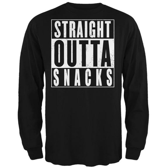 Straight Outta Snacks Black Adult Long Sleeve T-Shirt - Medium