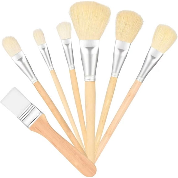 Vruelia 7 pieces Mop Brush for Acrylic Painting, Versatile Blending Paint Brushes Painting Goat Hair Set