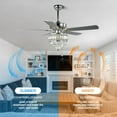 thumbnail image 3 of 52 Inch Crystal Chandelier Ceiling Fan Chrome Gorgeous Modern Reversible Ceiling Fan Light Fixture with Remote for Dining Room,Living Room,Bedroom, 3 of 9
