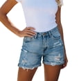 thumbnail image 5 of Cmfcve Denim Shorts for Women Frayed Cutoff Hem Mid Waisted Ripped Jean Shorts, 5 of 5