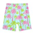 thumbnail image 4 of joogoo Pink Green Palm Tree Girls Lined Shorts Bike Dance Bottoms 6T, 4 of 7