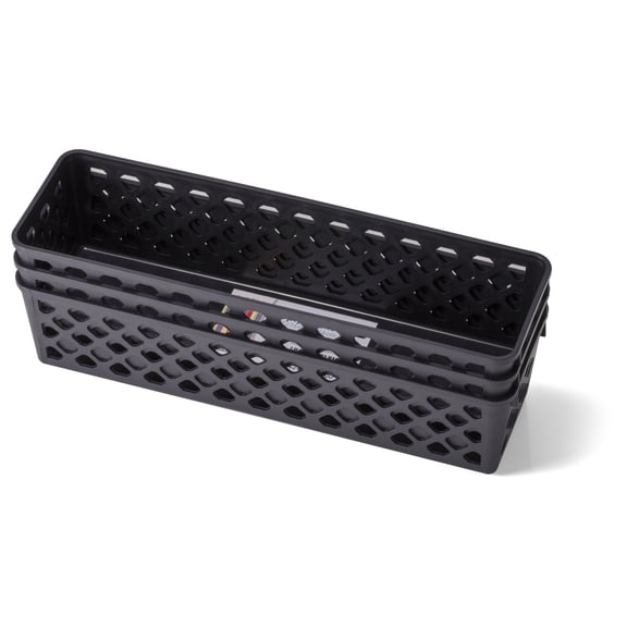Officemate Achieva Long Supply Basket, Pack of 3, Recycled, Black (26200)