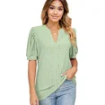 thumbnail image 1 of Camiseta Con Cuello En V Y Manga Abullonada Hueca, 1 of 7