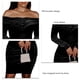 thumbnail image 5 of Vestido de noche con hombros descubiertos, manga larga, caderas envueltas, vestido plisado de un solo color para mujer, negro S, 5 of 6