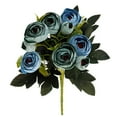 thumbnail image 1 of 9-head Artificial Rose Bud Bouquet Simulation Rose Flower Decor Floral Decoration Wedding Fake Flower, Blue, 1 of 6