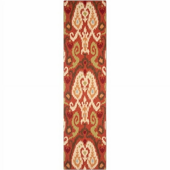 SAFAVIEH Chelsea Landen Southwestern Wool Runner Rug, Rust/Multi, 2'6" x 10'