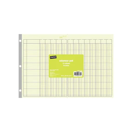 Staples 13 Columns Columnar Book 16.31"W x 11"H Green (ST18868)