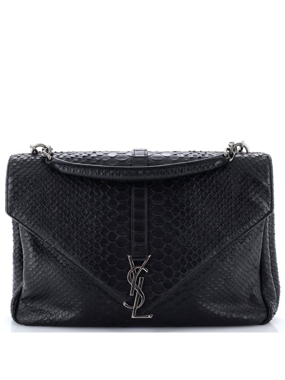 Pre-Owned Classic Monogram College Bag Python Embossed Leather Large By Rebag