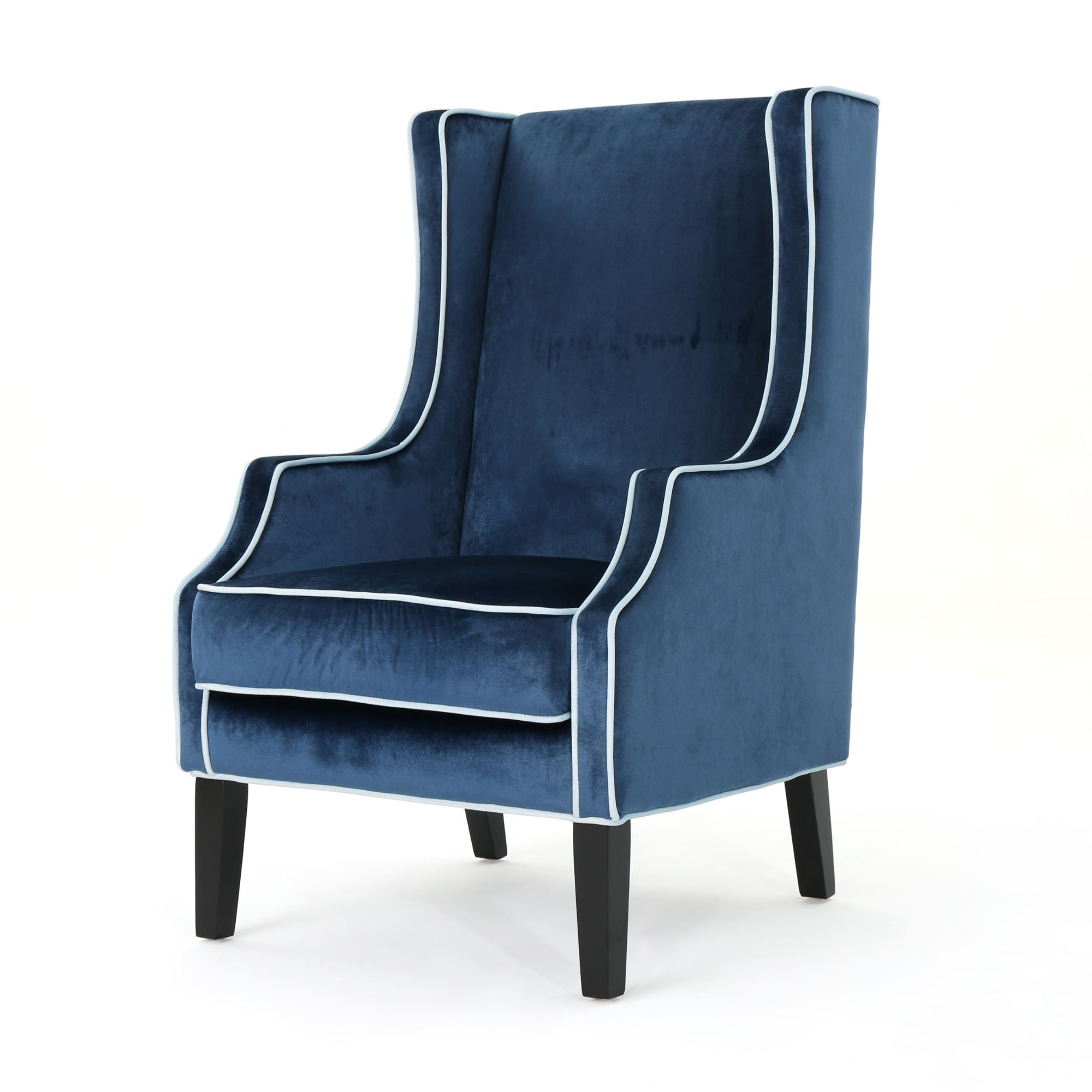 41.75" Cobalt Blue Traditional High Winged Back Club Chair - Walmart