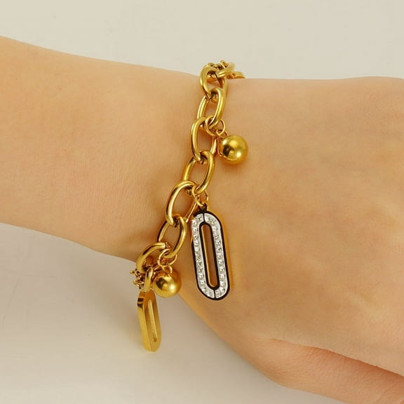 14K Yellow Gold Heart Love Charm Bracelet For Women Trendy Waterproof Wrist Chain Jewelry Gift