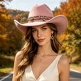 thumbnail image 2 of XIAOCHA Women's Solid Wide Brim Cowboy Hat Rodeo Cattleman Wide Brim Western Hat Farm Western Cowgirl Hat,Pink, 2 of 5