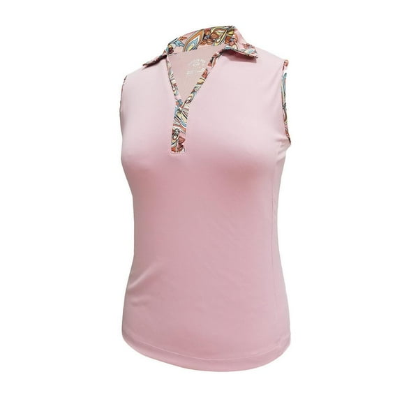 Monterey Club Women's Leona Contrast Sleeveless Golf Polo Shirt #2381