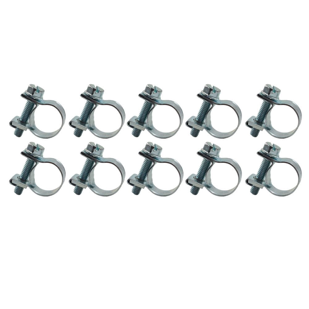 10 Pcs 1/4" Fuel Injection Gas Line Style Hose Clamps 7/16" 1/2" Dia