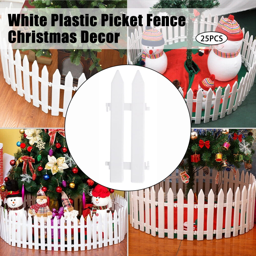 25 Pack White Vinyl Picket Garden Border Fence, 12inch Long Garden