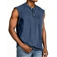 thumbnail image 2 of Yiaimeir Men's Sleeveless Henley Tank Tops Vintage Washed Cotton Tank Top With Pocket Casual Summer Muscle Tee,Size S-3XL, 2 of 4