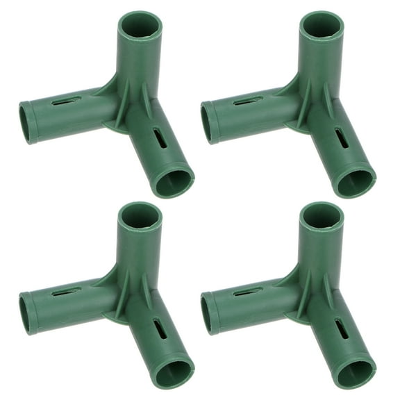 Uxcell 4 Pcs 19mm Greenhouse Frame Building Connectors, 3 Way Right Angle Pipe Fitting for Grape Trellis/Sunscreen Shed/Gardening Plant Stakes [Green]
