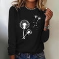 thumbnail image 2 of hxobax Cute Long Sleeve Tops for Womens Juniors Teens Fall Tshirts Dandelion Print Tunic Tee Blouses, 2 of 5