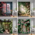 thumbnail image 2 of Outdoor Garden Poster Shower Curtain Vintage Window Wall Growing Floral Plants Polyester Fabric Shower Curtains Bathroom r, 2 of 7
