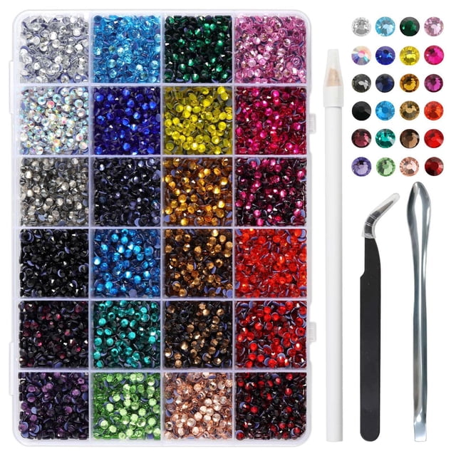 Kit Hotfix de diamantes de imitación BEADSLAND, 24 colores, SS16, 7200 unidades