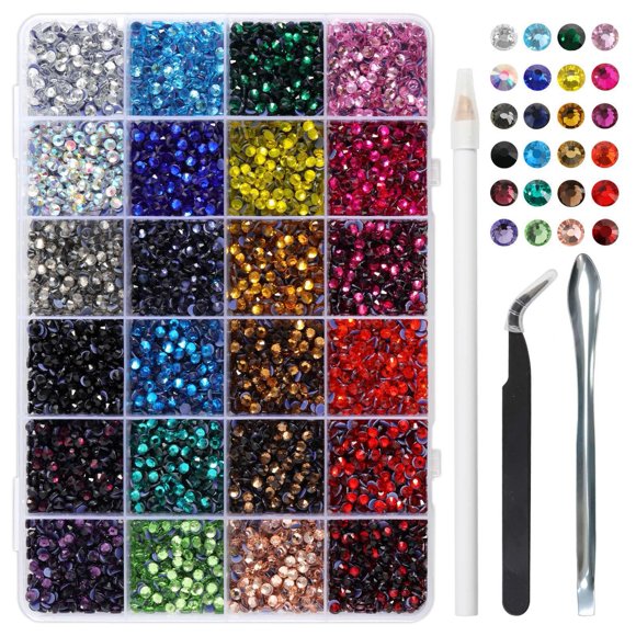 Kit Hotfix de diamantes de imitación BEADSLAND, 24 colores, SS16, 7200 unidades