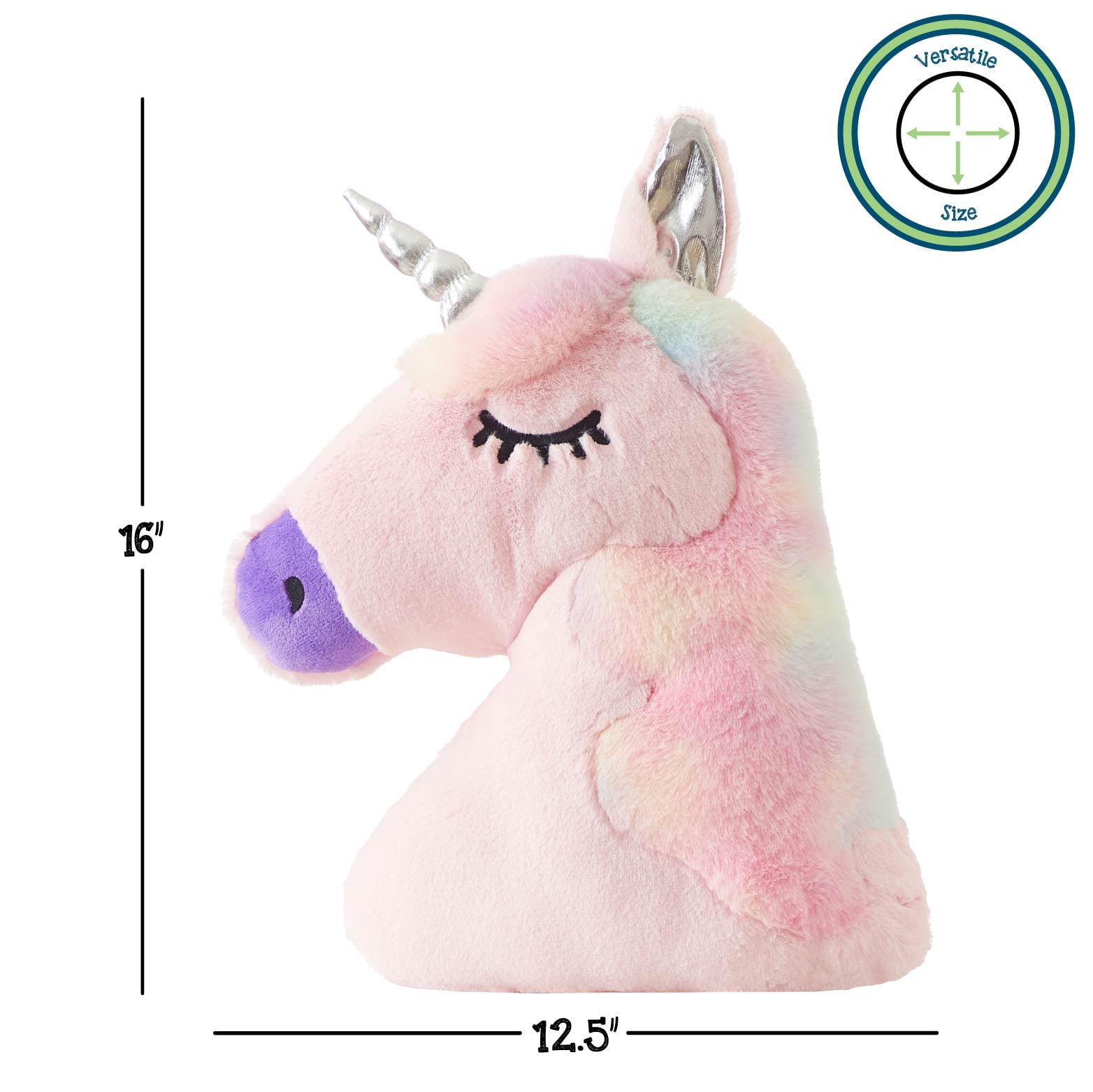 (2 pack) Your Zone Unicorn Decorative Pillow for Kids, Pink, Spot-Clean, 16" H