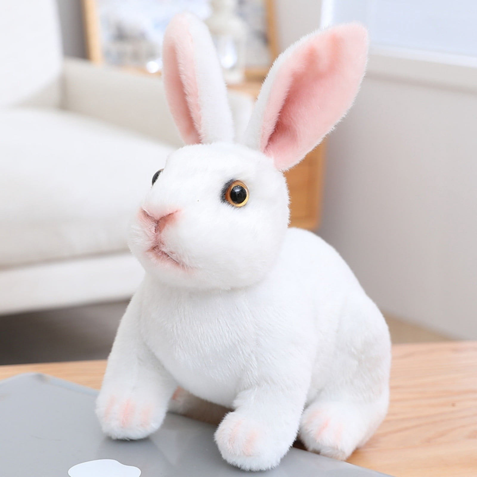 CHELIASD Realistic Stuffed Bunny Plush Toy Lifelike Soft Stuffed Animal with Multiple Colors Cute Easter Bunny Plushie for Kids Toddlers Perfect for Easter Home Tabletop Decor