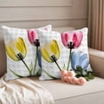 thumbnail image 2 of Blue Red Yellow Tulips Pillow Covers 2 Pack Country Flowers Pillowcase Waterproof Outdoor Throw Pillow Cover for Patio Garden Square Cushion 20”x20”, 2 of 9