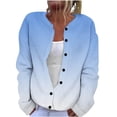 thumbnail image 3 of DDAPJ pyju Christmas Cardigan for Women Long Sleeve Open Front Button Sweater Funny Ugly Santa Printed Knit Outwear Coat Light Blue XXXL, 3 of 6