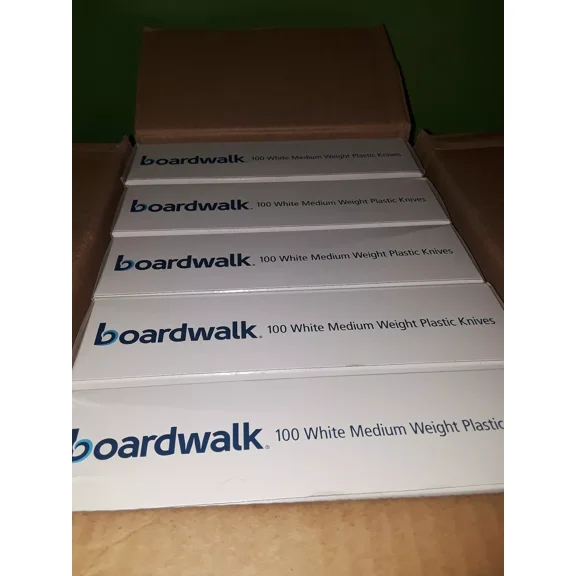 1000) Boardwalk Plastic Knives White Medium Weight *Value Bundle Of 1000*