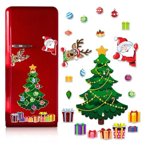 Christmas Magnets for Fridge,2025 Magnetic Sticker Christmas Tree for Refrigerator Decorations,Kitchen Christmas Decor,Garage Christmas Tree Decorations,Christmas Fridge Magnets (23 PCS)
