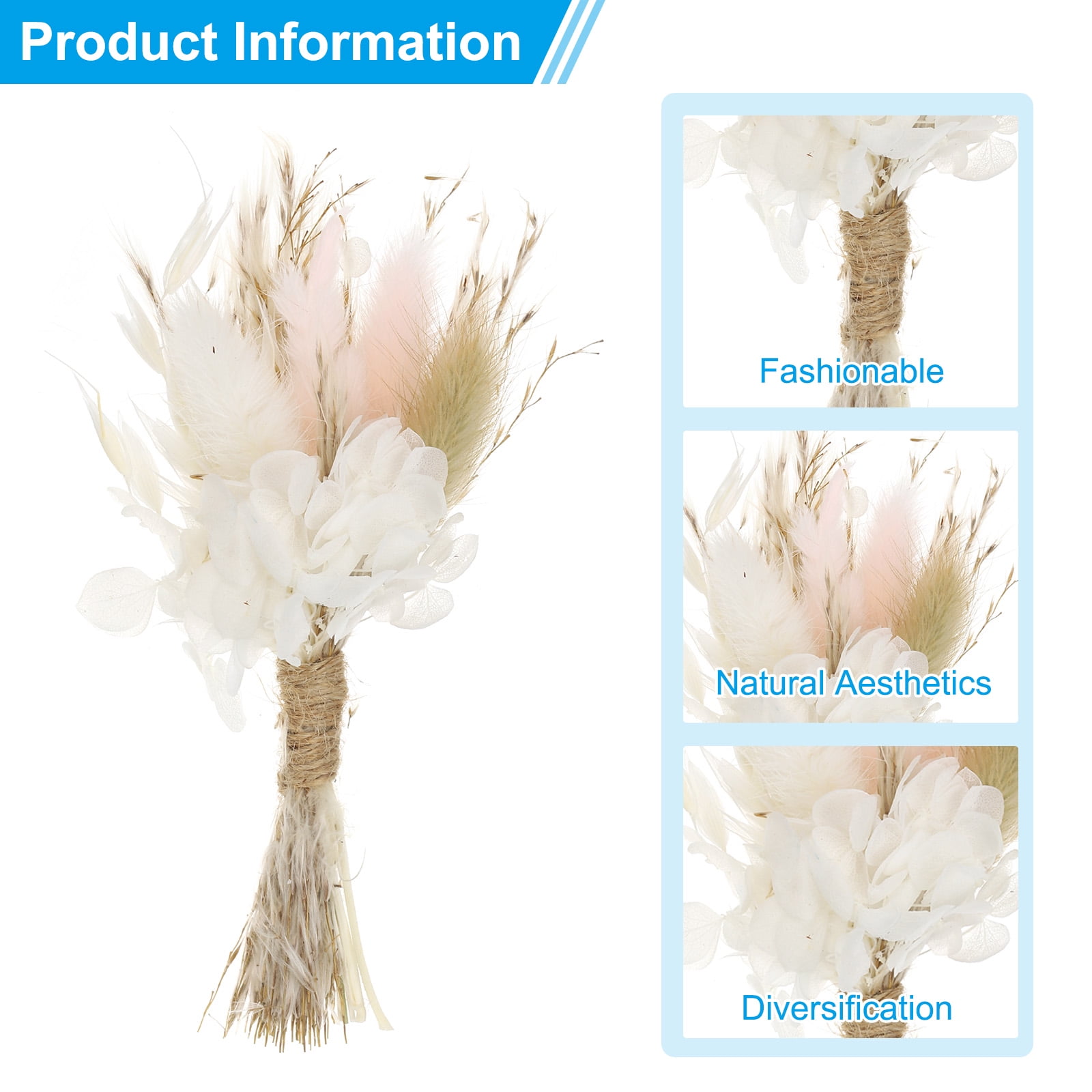Uxcell 10 Pcs Mini Pampas Grass Dried Flower Bouquet Baby's Breath Boho DIY Gift Pink